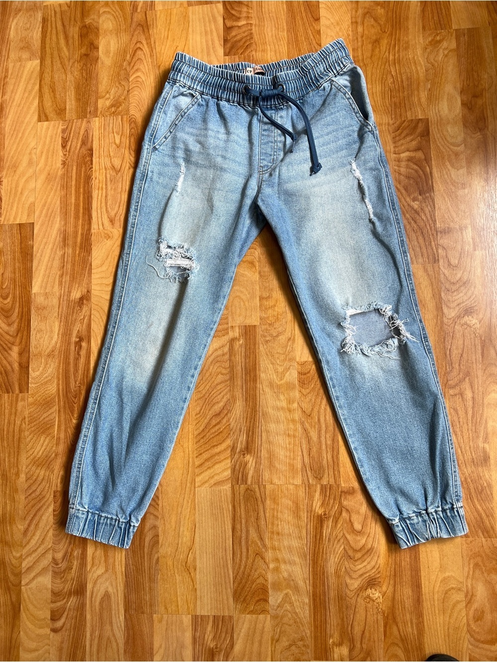 CP (Shades) Jeans Lt Blue Distressed Pull-on Joggers w Functional Drawstring